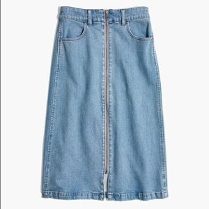 Madewell zip denim midi skirt